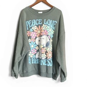 Peanuts Green Sweatshirt Featuring Snoopy